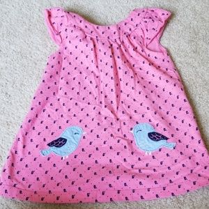 Pink dress with blue birds and bird design summer